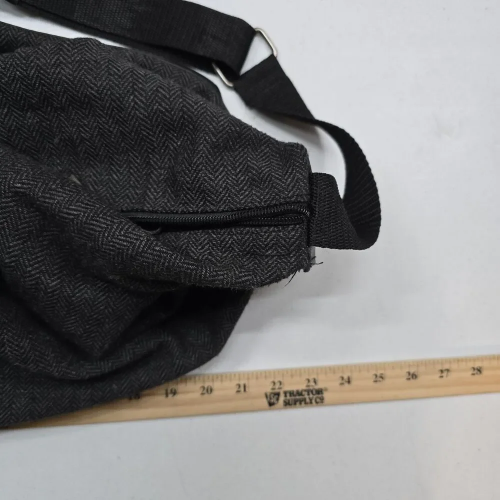 John Varvatos Gray Fabric Black Leather Trim Handles Duffle Bag - Fair